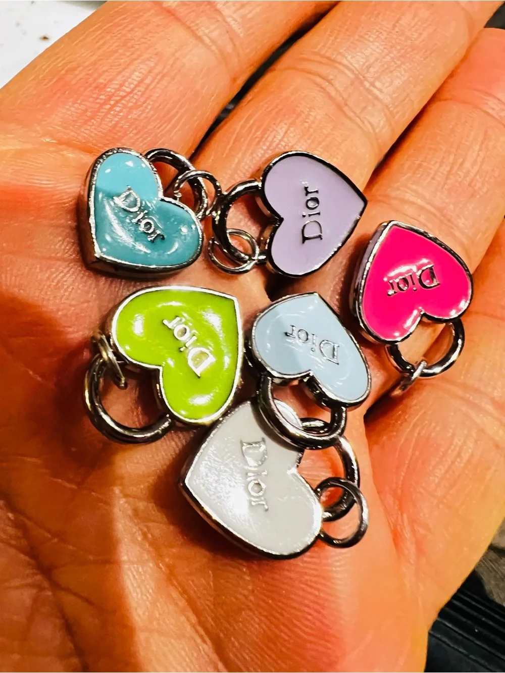 Unbranded set of 6 bundle Heart Enamel Charm Set — Multicolor Hearts